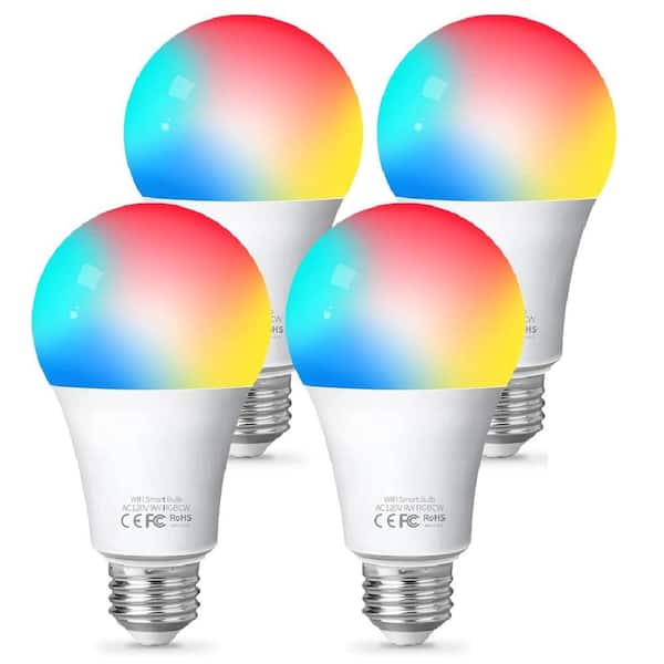 Etokfoks 9-Watt Smart LED Light Bulb with Wifi and RGBCW Color Changing Alexa (4-Pack)