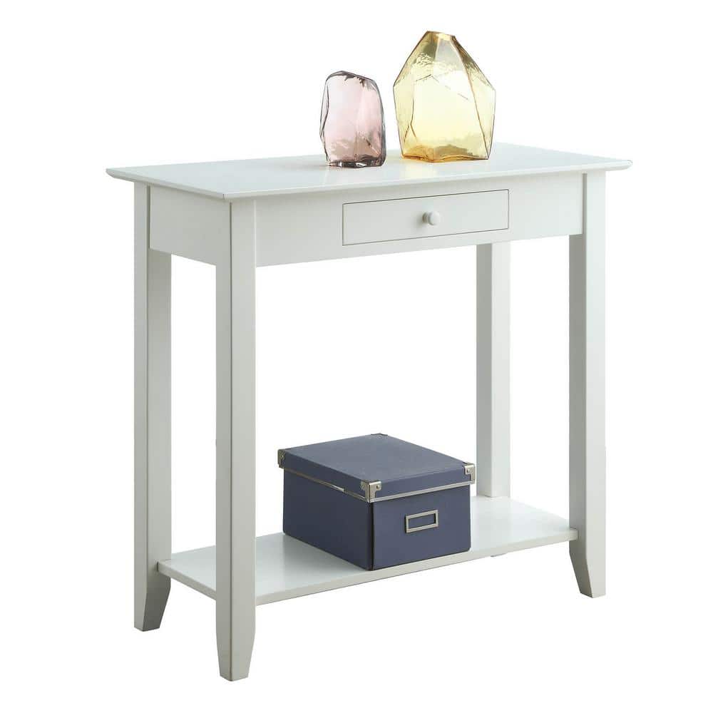 Heritage White Solid Pine Hall Table with Storage Shelf