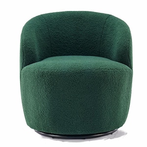 Green Faux Fur Fabric Swivel Accent Arm Chair (Set of 1)