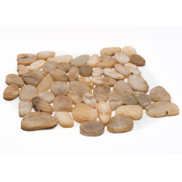 Rain Forest 12 in. x 12 in. Yellow Sliced High-Polish Pebble Stone Floor and Wall Tile (5.0 sq. ft. / case)
