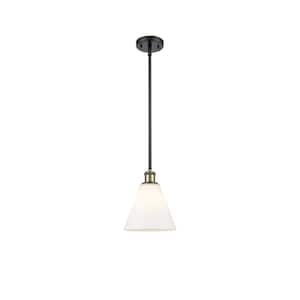 Berkshire 60-Watt 1 Light Black Antique Brass Shaded Mini Pendant Light with Frosted glass Frosted Glass Shade