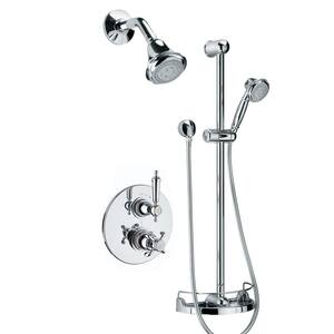 Ornellaia 3-Spray Thermostatic Wall Bar Shower Kit with Shower Faucet and Hand Shower in Chrome
