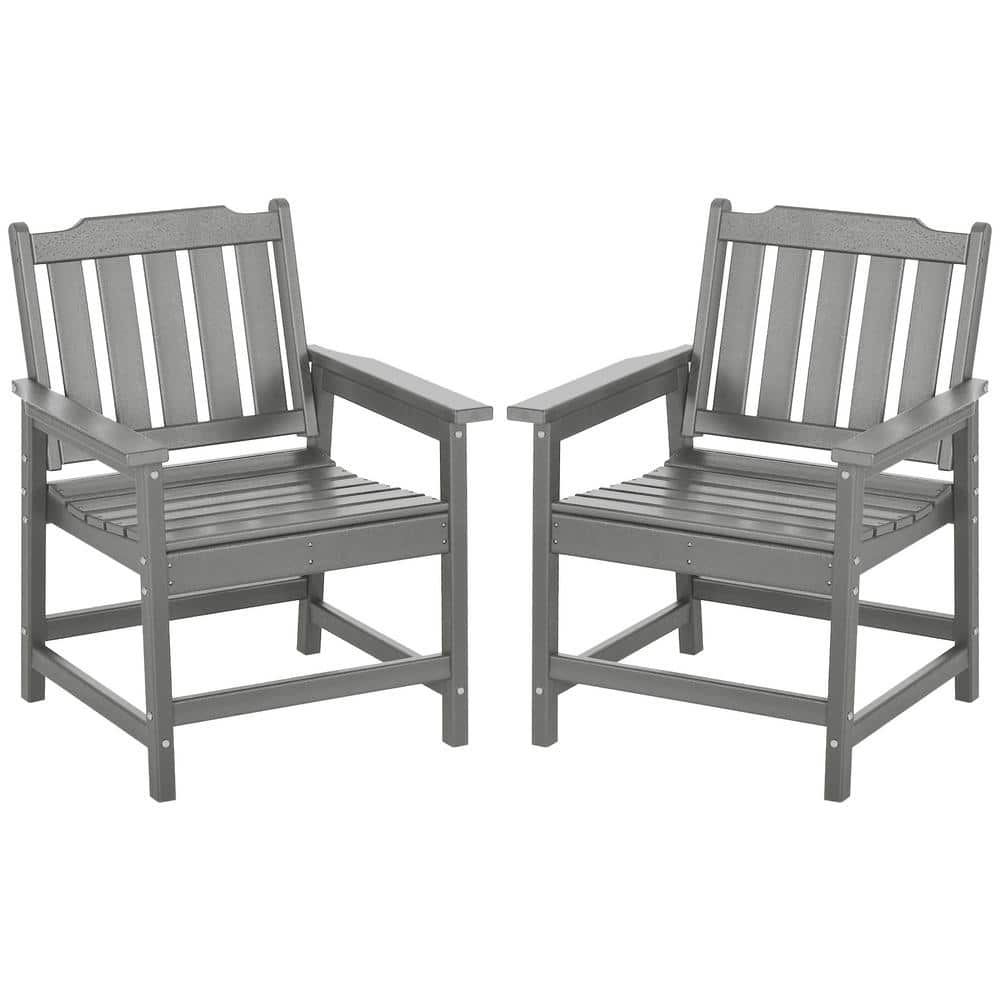 Outsunny 2Piece AllWeather Patio Chairs, HDPE Patio Dining Chair Set
