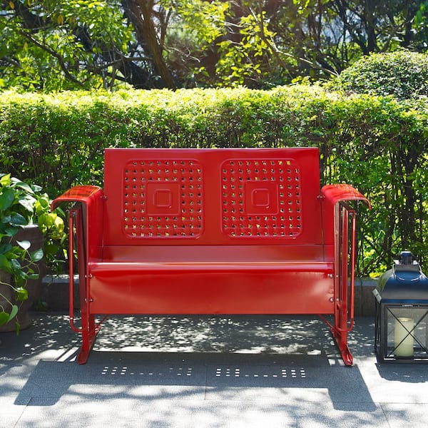 Bates 2-Person Red Metal Outdoor Glider