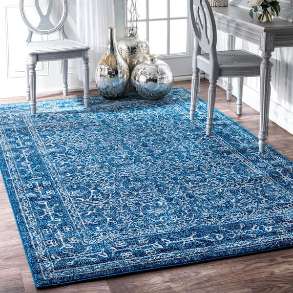 Waddell Vintage Dark Blue Doormat 2 ft. x 3 ft.  Area Rug