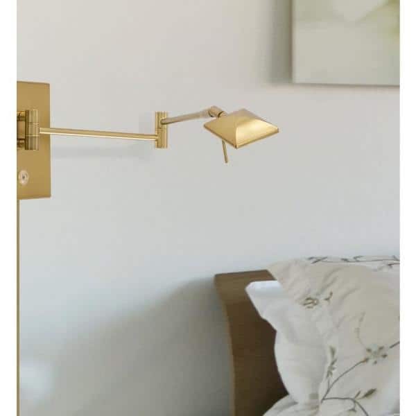 Honey Gold LED Swing Arm Wall Sconce with Dimmable Light