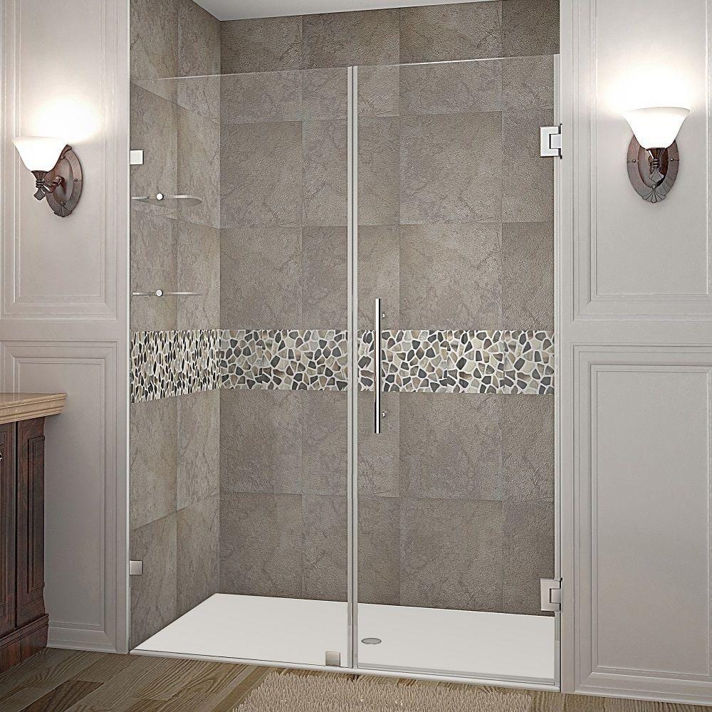 Nautis GS 56 in. x 72 in. Frameless Hinged Shower Door in Chrome with Glass Shelves price history on PriceWatchPro