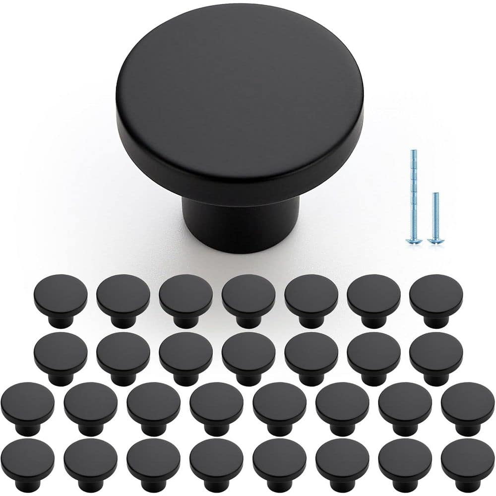 30 Pack 1.18 in. Matte Black Modern Round Cabinet Knobs with Sturdy Zinc Alloy, Fingerprint Resistant, Drawer Pulls price history on PriceWatchPro