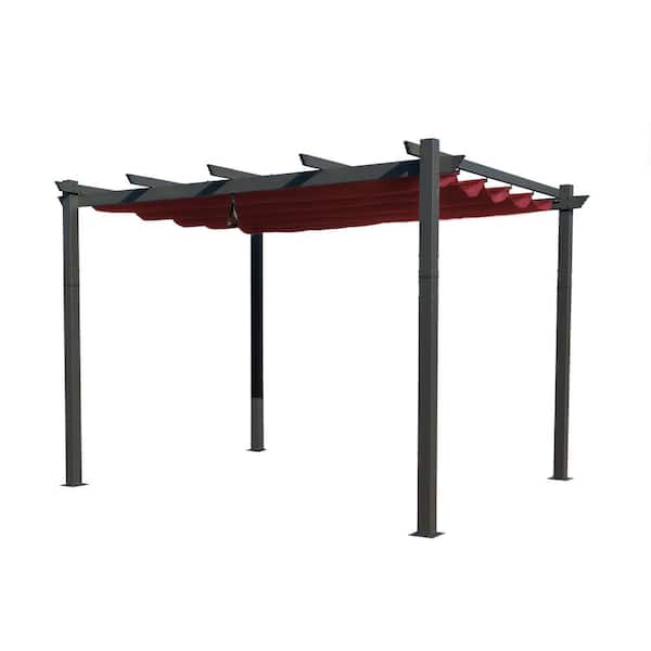 Mogan 13 ft. x 10 ft. Burgundy Aluminum Frame Outdoor Pergola with Canopy