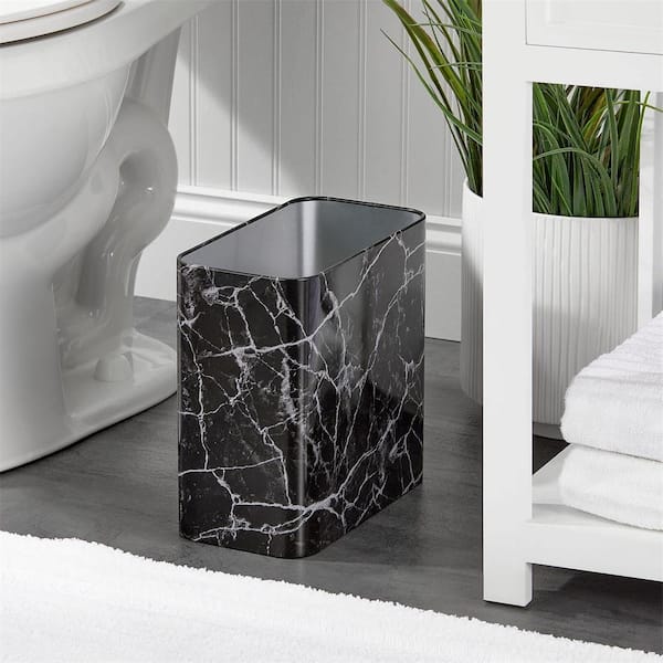 2.4 Gal. Black Marble Rectangular Small Metal Trash Can HPRCNX11