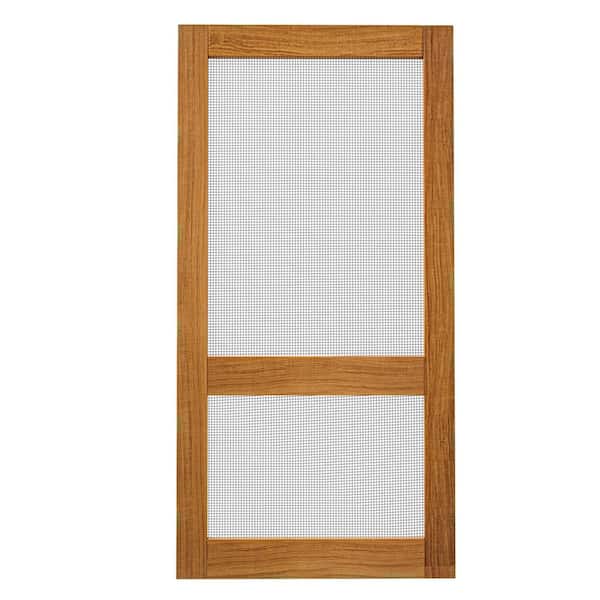 ARK DESIGN 30 in. x 80 in. Universal/Reversible 2 Bar Paneled Railing Style Finished Fir Wood and Gauze Mesh Hinged Screen Door