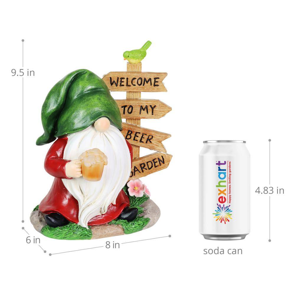Solar Gnome with Welcome to My Beer Garden Sign