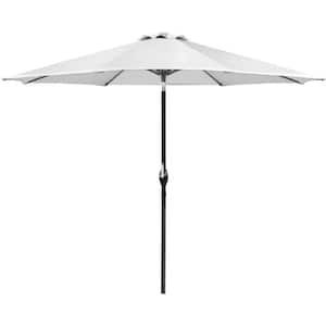 9 ft. Market Outdoor Patio Umbrella Picnic Table Umbrella with Push Button Tilt and Crank in White