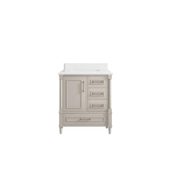 Willow Collections Hudson 30 in. W x 22 in. D x 36 in. H Single Sink Bath Vanity Center in Fine Grain with 1.5 in. White Quartz Top