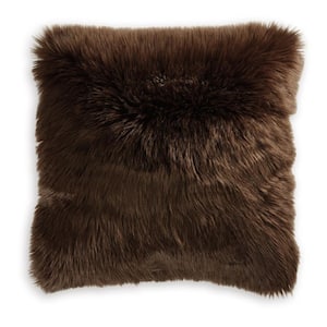 Brown Plush Textured Polyester 20 in. X 6 in. Throw Pillow (Set of 4)