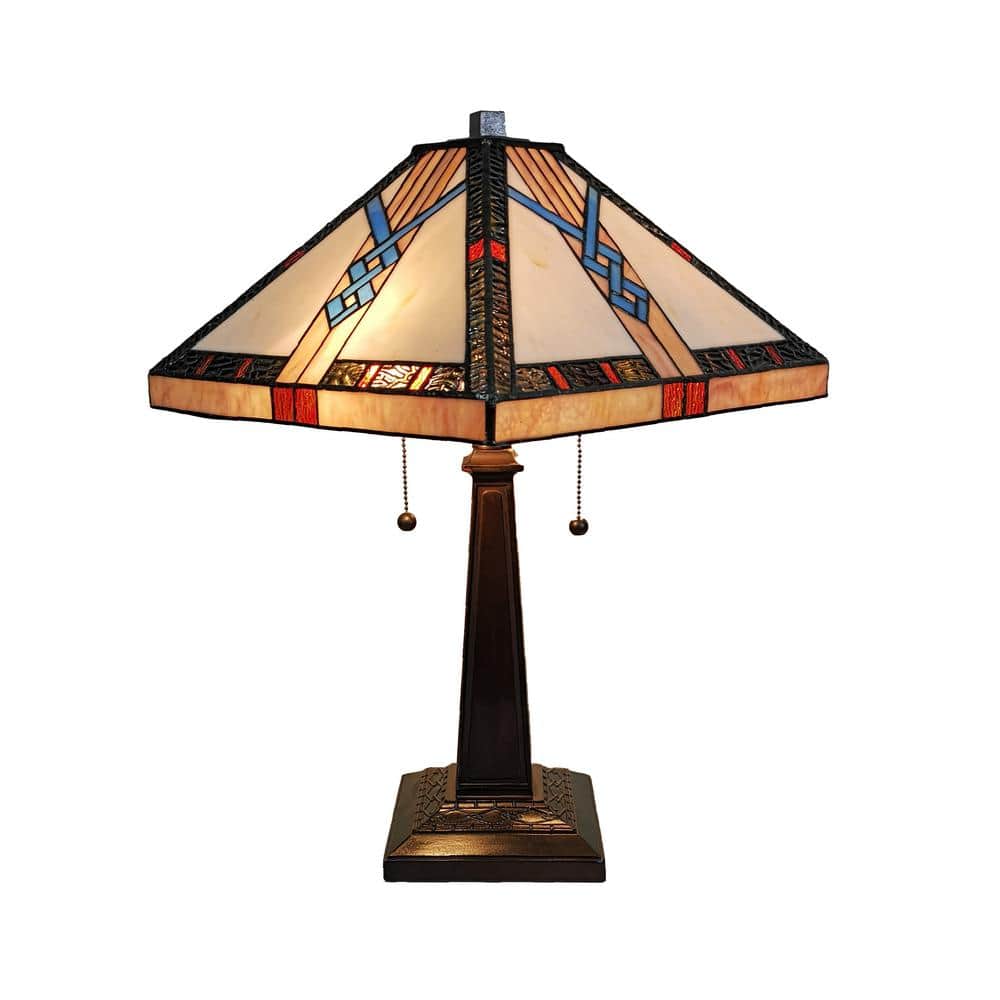 23" Tall Stained Glass Tiffany Style Table Lamp with Multi-Color Shade