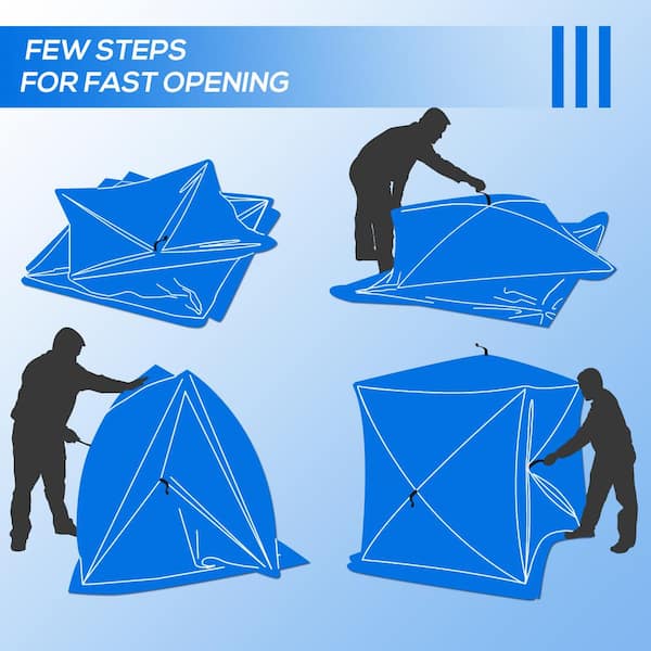 Outsunny Blue 2-Person Ice Fishing Shelter Portable Easy-Zipper