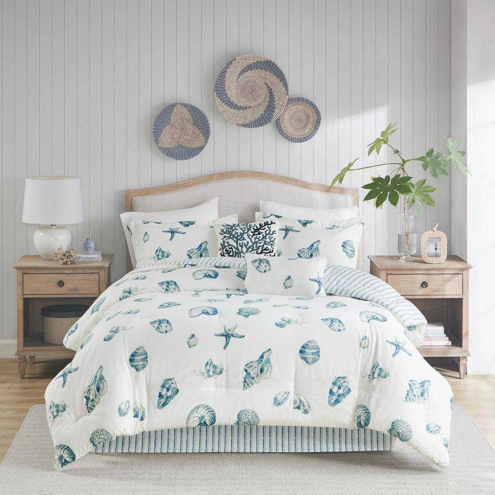 Nautical Blue Cotton Reversible Queen Comforter Set