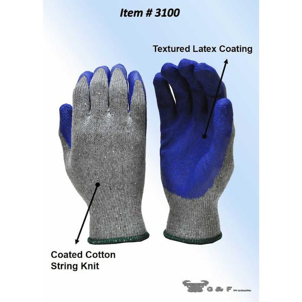 [10 Pack] Latex Dipped Nitrile Coated Work Gloves Large - String Knit  Cotton Coated Work Safety Gloves Great for Construction, Warehouse, Home