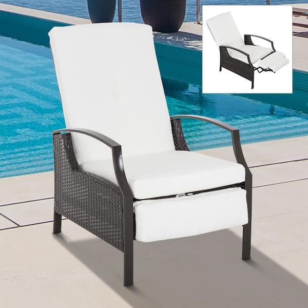 Plastic Rattan Outdoor Recliner Chair, Outsunny Outdoor Rattan Recliner Chair With Cushion