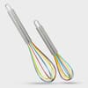 ExcelSteel 735 8 in. and 10 in. Stainless Steel Tri-Color Whisk with Silicone (Set of 2)