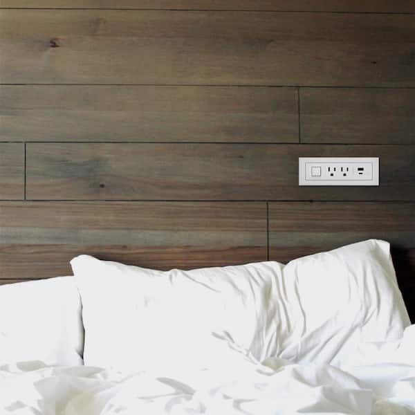 radiant 15 Amp White 2-Outlet and 2 Type A/C USB Recessed Furniture Power Strip with Switch and 10 Ft. Cord