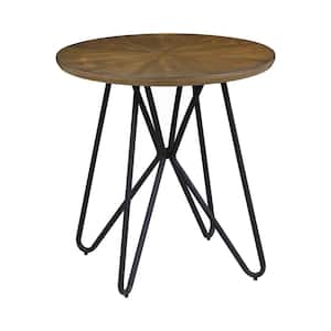 Churchill 23.5 in. Dark Brown and Black Round Wood End Table