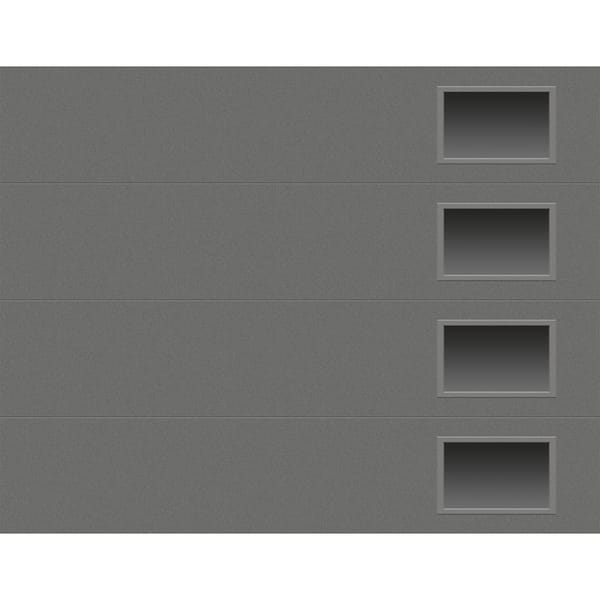 Clopay Modern Steel 9 ft. x 7 ft. 18.4 R-Value Insulated Matte Lustra Charcoal Garage Door with Windows