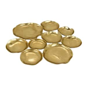 Jiva Gold Metal 9-Piece Irregular Shaped Design Decorative Bowl Set