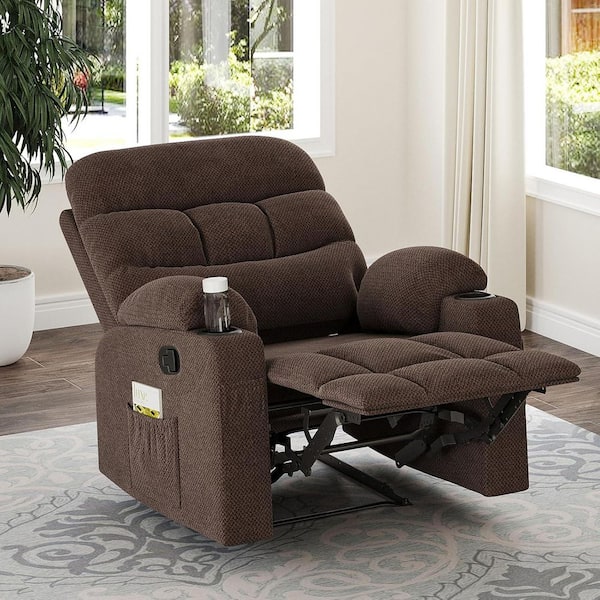 Chocolate Cotton Recliner with ‎Arm Rest and Cushion