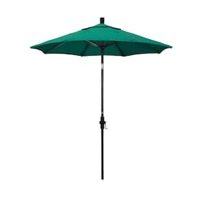 7.5 ft. Matted Black Aluminum Market Patio Umbrella Fiberglass Ribs and Collar Tilt in Spectrum Aztec Sunbrella