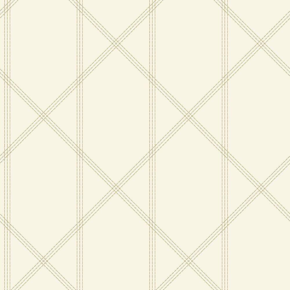 Cream and Gold Geometric Non-Woven Wallpaper Roll