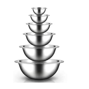 6-Piece Stainless Steel Home Kitchen Mixing Bowl Set (4 Pack)