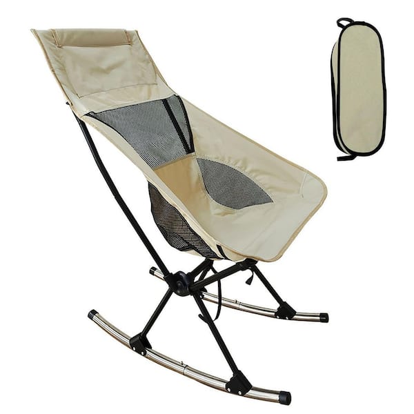 Metal Portable Camping Outdoor Rocking Chair 198 lbs. Weight Capacity Included Carry Bag High Back Rocker Chair