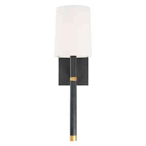 Weston 1-Light Black and Antique Gold Sconce