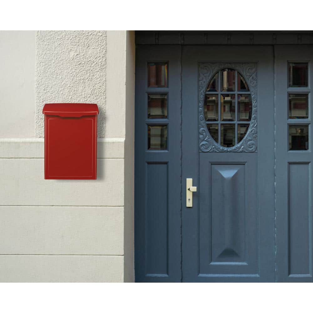 Small Red Steel Modern Wall Mount Mailbox