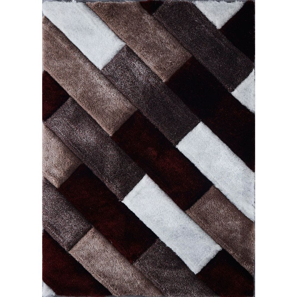 3D Shaggy Parquet 5 ft. x 7 ft. Hand Tufted Polyester Area Rug
