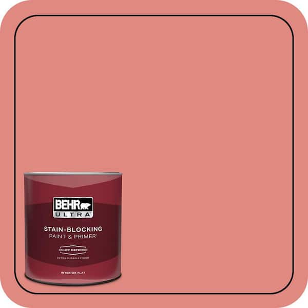 BEHR ULTRA 1 qt. #170D-5 Mellow Coral Extra Durable Flat Interior Paint & Primer