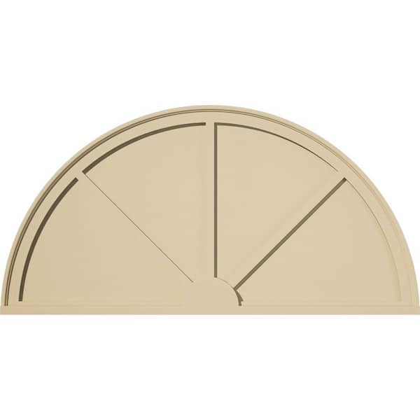 Ekena Millwork 50 in. W x 25 in. H x 2 in. P Half Round 3 Spoke Signature Urethane Pediment, Primed Tan