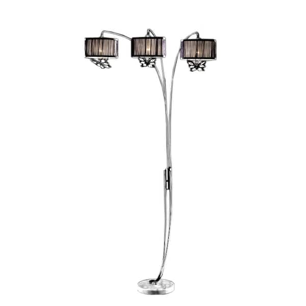 ORE International 85 in. Hydra Polished Black Steel Butterfly Shade Arch Lamp