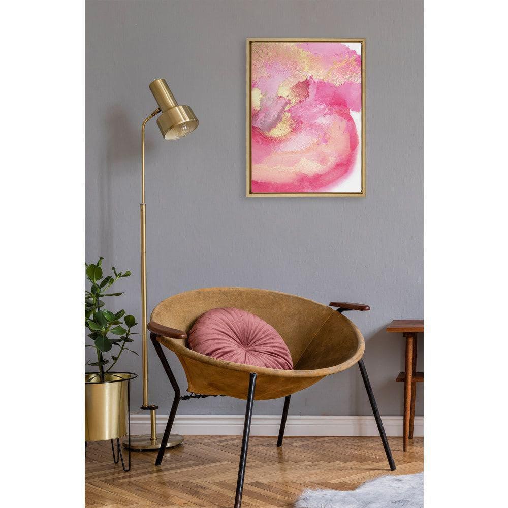 Pink Golden Hour Abstract Canvas Wall Art with Gold Frame, 18x24