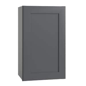 Newport Deep Onyx Plywood Shaker Assembled Wall Kitchen Cabinet Soft Close Left 18 in W x 12 in D x 30 in H