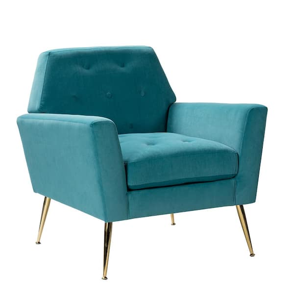 JAYDEN CREATION Ernesto Blue Upholstered Armchair with Tufted Back