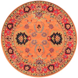 Montesque Oriental Persian Orange 6' Round Rug