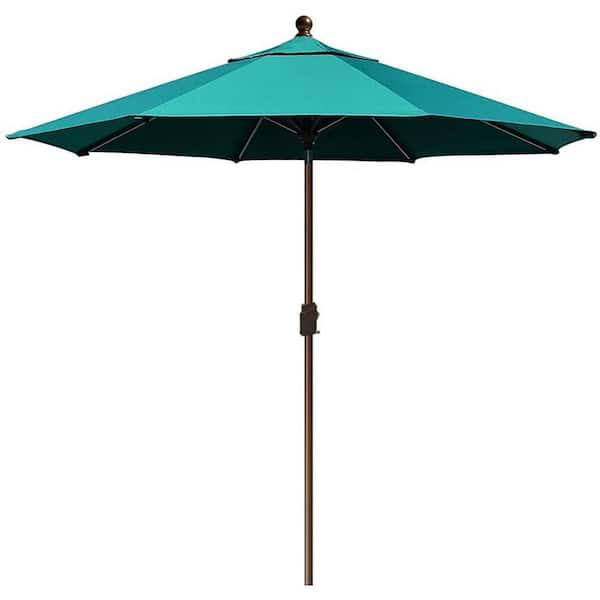 9 ft snbrella patio umbrella teal 9 ft. Heavy-duty Steel Pole Market Push-Button Tilt Patio Umbrella in Teal  Z07TCCWQLF