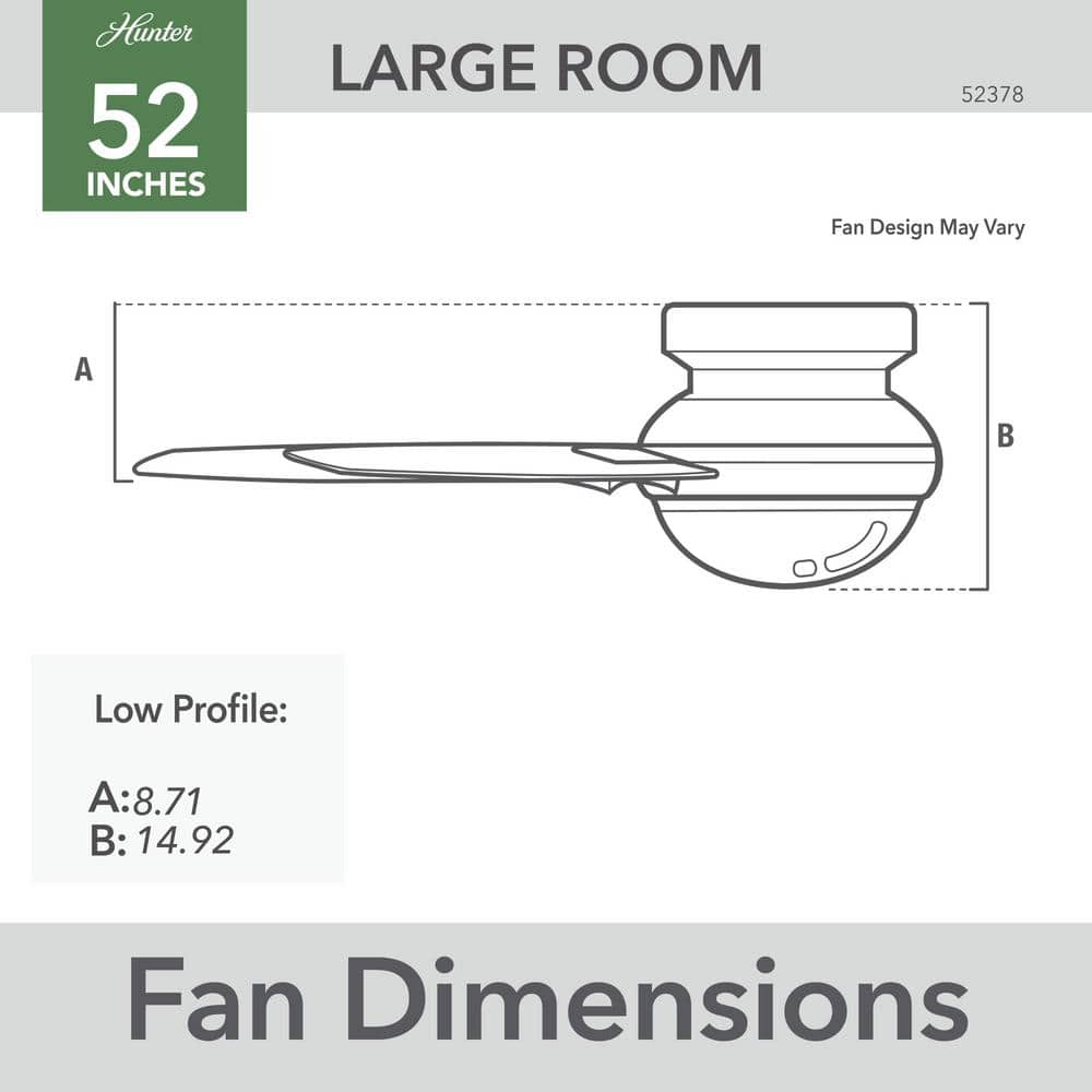 52" Matte Black and Wood Low Profile Ceiling Fan with LED Light