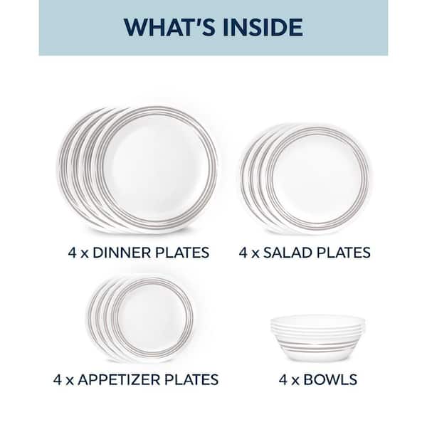 16-piece Brushed Silver Glass Dinnerware Set (Service for 4)