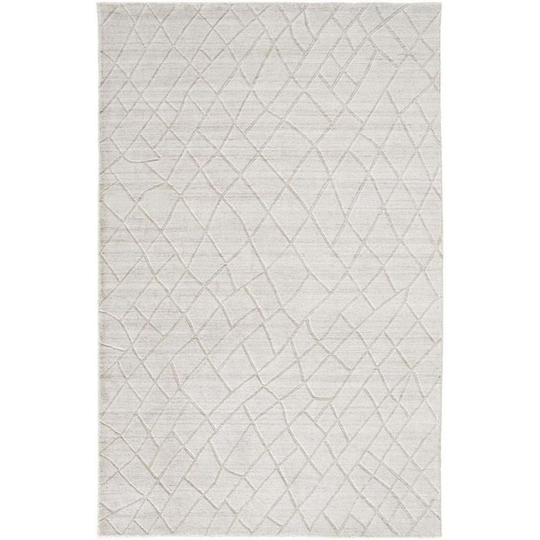 HomeRoots 5 x 8 Gray, Ivory Striped Area Rug