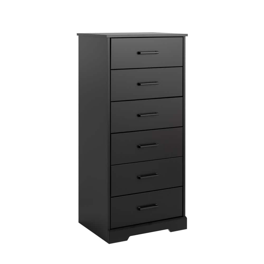 Rustic Black Vertical 6-Drawer Farmhouse Dresser