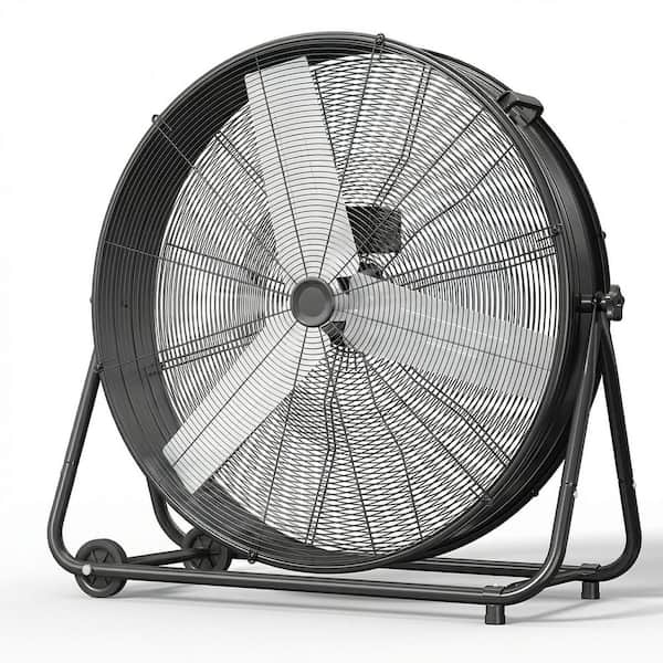 IHOMEadore 36 in. 3 Fan Speeds Drum Fan in Black with Adjustable Head ...